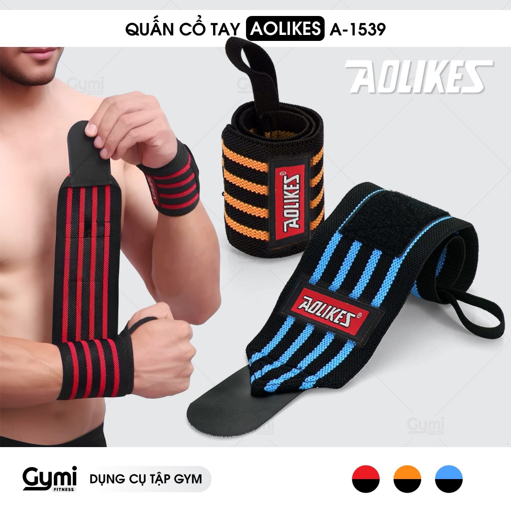 [1 Đôi] Quấn Cổ Tay Aolikes A-1539 - Dài 60cm - Quấn Bảo Vệ Tập Gym Cao Cấp Chính Hãng - AL1539