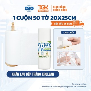 Cuộn khăn giấy lau bếp trắng KRCLEAN 50 tờ 20x25cm - Khăn lau đa năng, siêu thấm hút, lau mọi bề mặt tiện lợi