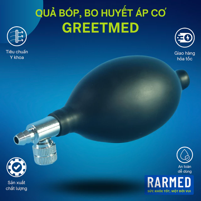 Bo huyết áp cơ GREETMED quả bóp máy huyết áp cơ - Tùy chọn có van & không van
