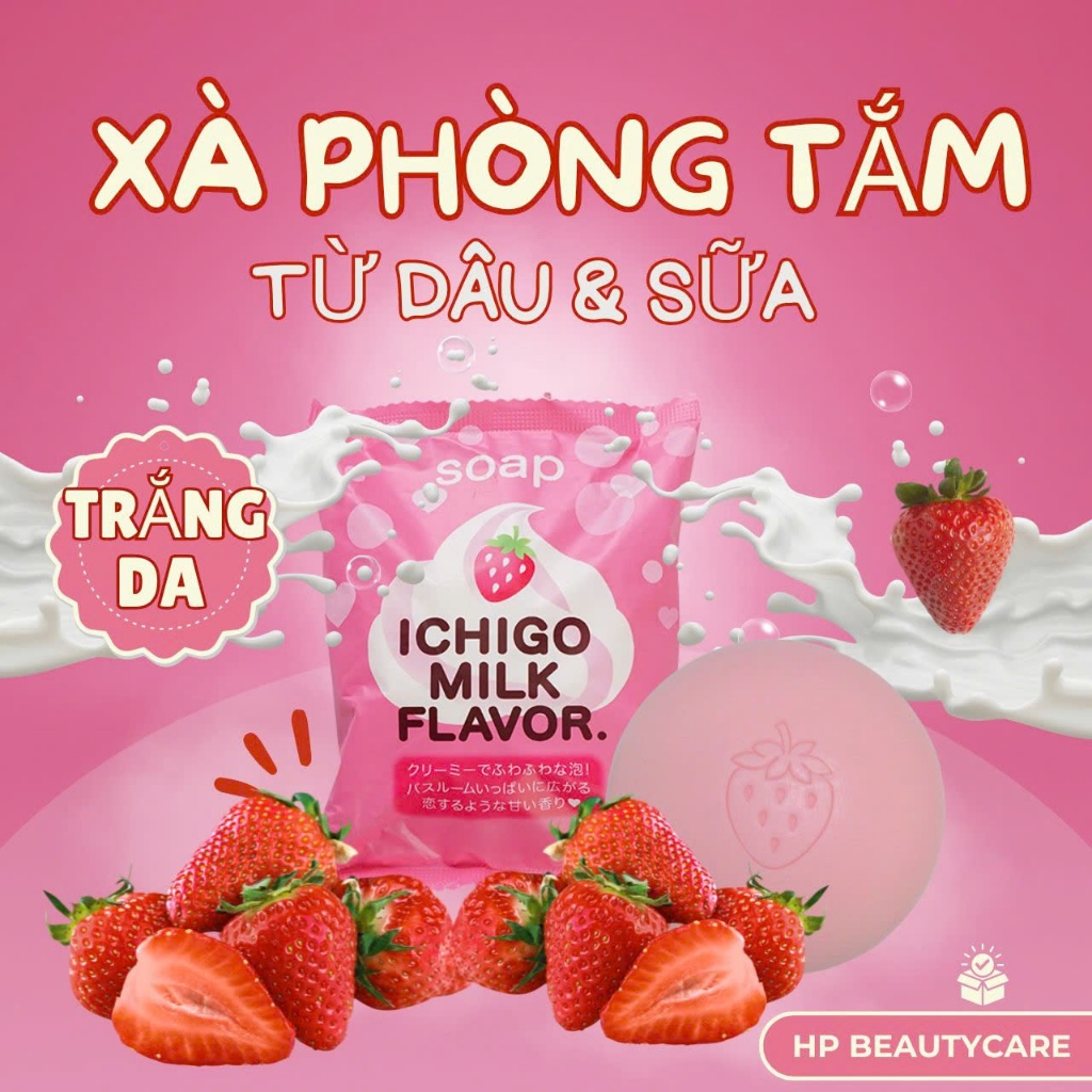 Xà Phòng Tắm Dưỡng Da Trắng Sáng Chiết Xuất Từ Sữa Và Dâu Tây Pelican  Soap Strawberrry Milk  (80g)
