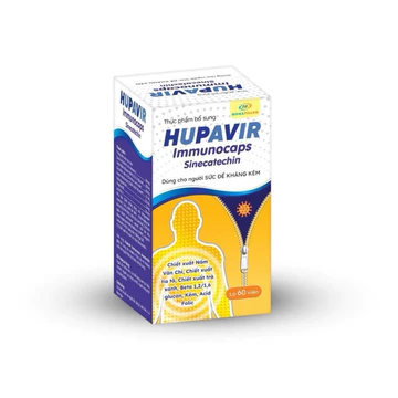 [Che tên] Viên uống Hupavir Immunocaps tăng đề kháng hộp 60 viên - Hỗ trợ tăng đào thải hpv, sùi mào gà cho nam và nữ