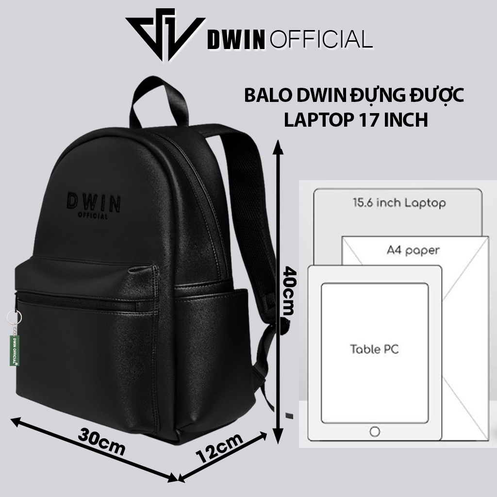 Ảnh Balo da nam nữ thêu logo Dwin cặp đi học thời trang hàn quốc basic Racer 2