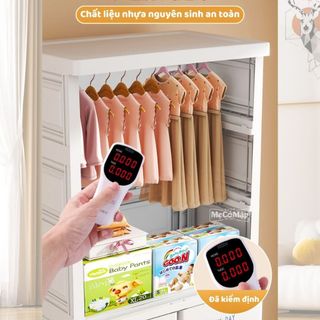 Tủ Quần Áo Nhựa Cho Bé Có Bánh Xe, Tủ Quần Áo Trẻ Em Nhiều Tầng Có Ngăn Treo, Chất Liệu Bền Bỉ, Mới Nhất 2026
