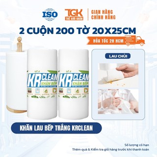 [Combo 2] Cuộn khăn giấy lau bếp trắng KRCLEAN 100 tờ 20x25cm - Khăn lau đa năng, siêu thấm hút, lau mọi bề mặt tiện lợi