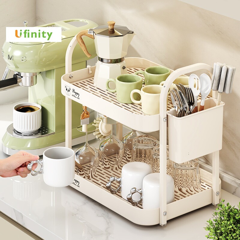 Lifinity Kệ Úp Cốc Có Khay Nước Đa Năng-Khay Để Chén Kệ Gia Vị Vật Liệu PP Dày, Kệ Đựng Gia Vị