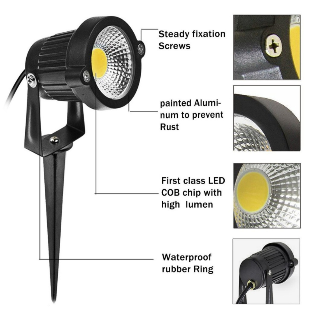 Đèn LED rọi cắm cỏ sân vườn, đèn rọi gốc cây,  trang trí tiểu cảnh 220V - 7W