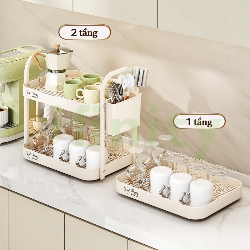 Lifinity Kệ Úp Cốc Có Khay Nước Đa Năng-Khay Để Chén Kệ Gia Vị Vật Liệu PP Dày, Kệ Đựng Gia Vị