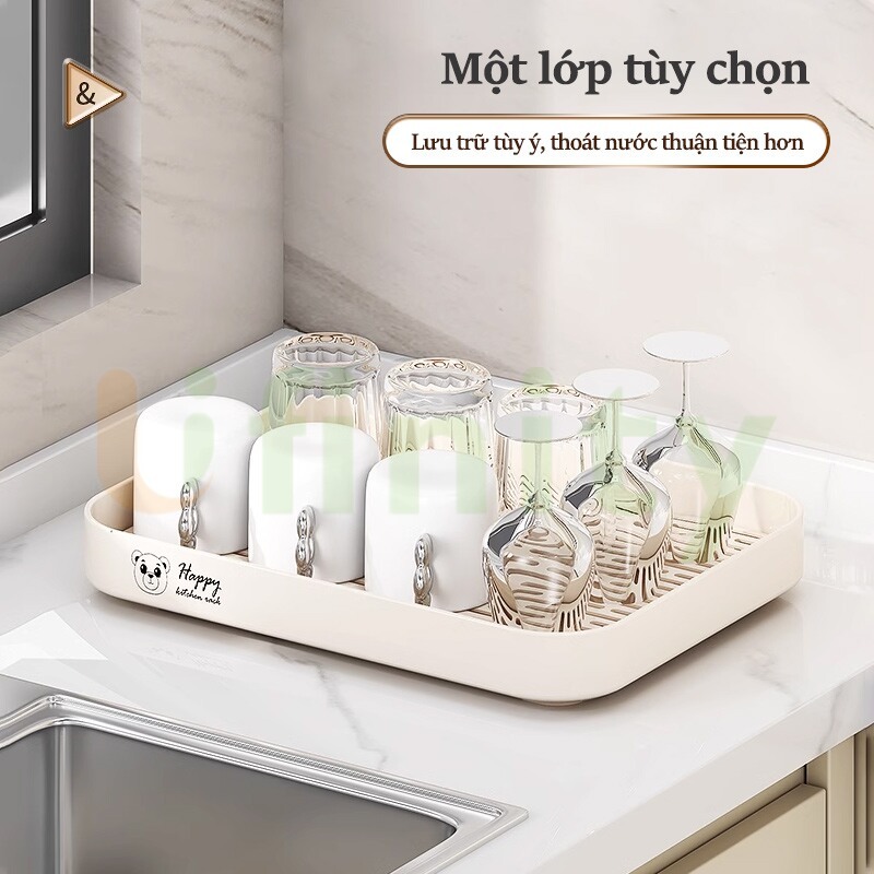 Lifinity Kệ Úp Cốc Có Khay Nước Đa Năng-Khay Để Chén Kệ Gia Vị Vật Liệu PP Dày, Kệ Đựng Gia Vị