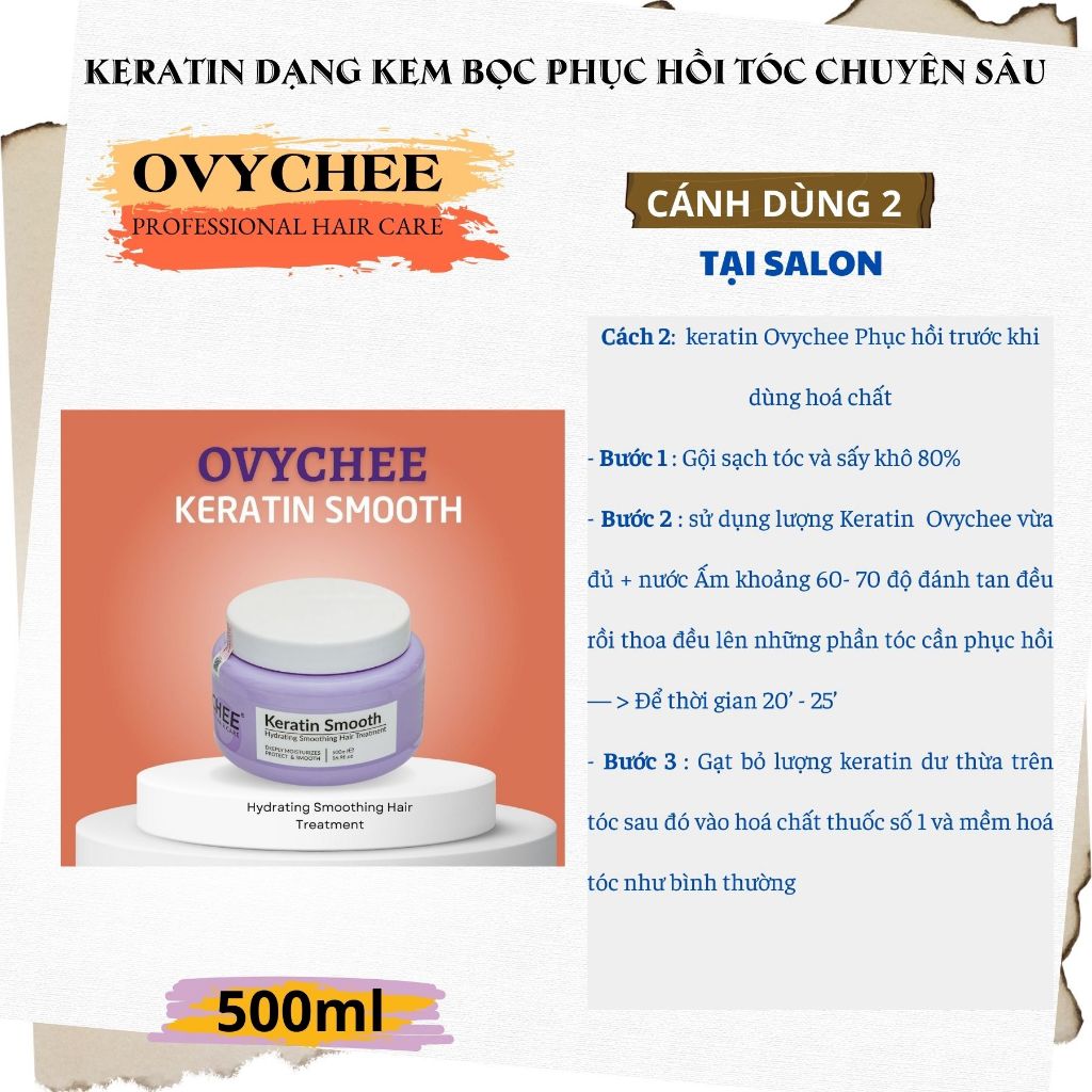 Hũ Kem Hấp Tóc OVYCHEE Keratin Smooth Hydrating 500ml | Cấp Ẩm, Giảm Khô Xơ, Mềm Mượt Dễ Chải.