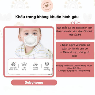 Set 3 Cái Khẩu Trang Gấu 3D Cho Bé Sơ Sinh Noppi Mask