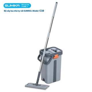 Bộ cây lau nhà SUMIKA C38, thùng lau nhà 2 ngăn tự vắt thông minh, chổi lau nhà 360 độ, 2 bông lau