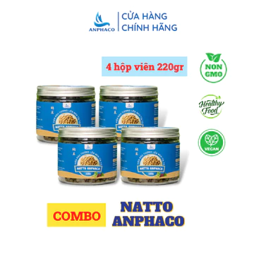 Combo 4 hộp Natto đậu tương lên men viên tía tô Anphaco hộp 220g