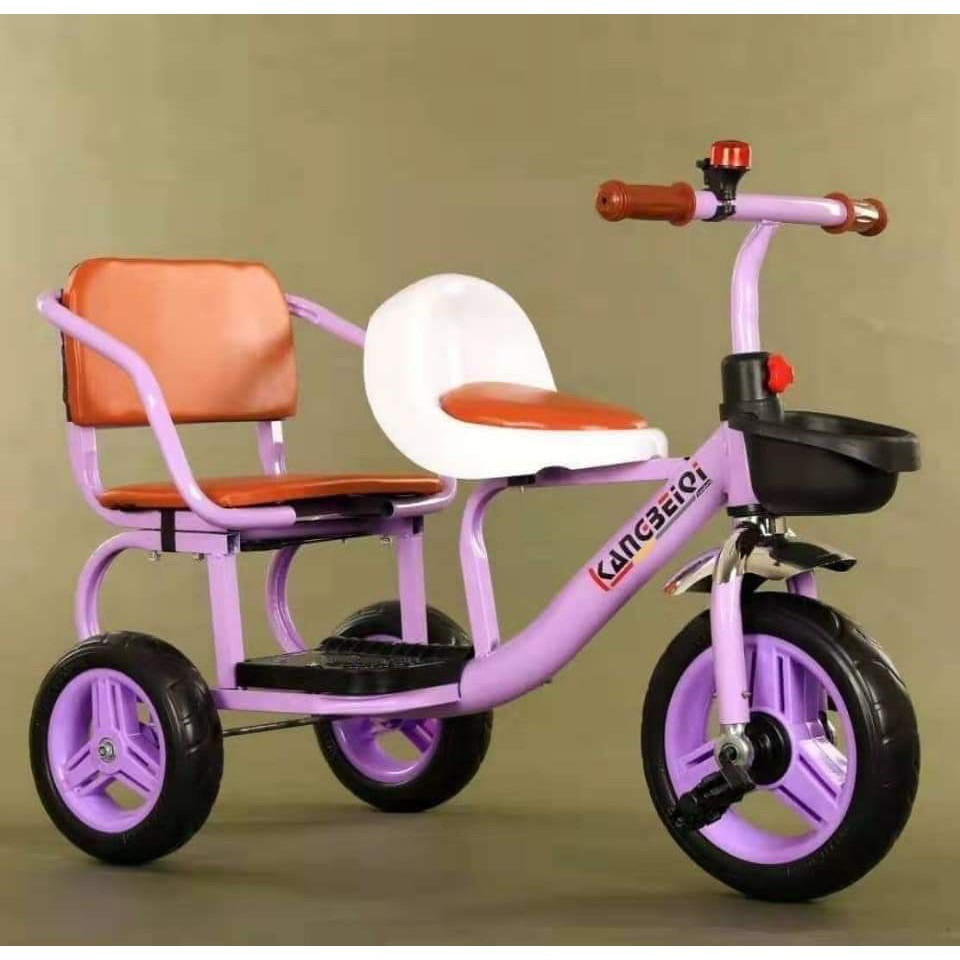 Xe xích lô, xe đạp 3 bánh 2 chỗ ngồi lót đệm cho bé từ 2-8 tuổi