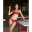 Bikini thiết kế bikini 2 mảnh đỏ bông hoa gắn ngực ( sẵn hàng -che tên)