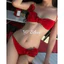 Bikini thiết kế bikini 2 mảnh đỏ bông hoa gắn ngực ( sẵn hàng -che tên)