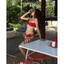 Bikini thiết kế bikini 2 mảnh đỏ bông hoa gắn ngực ( sẵn hàng -che tên)