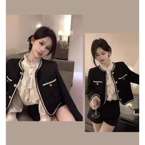 Áo dạ tweed phối viền thừng cổ điển hàng Quảng Châu tiểu thư sang chảnh phong cách Hàn Quốc dày dặn MT33 SP22