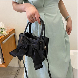 Túi xách nữ Mini 2 Quai Đính Nơ túi đeo vai da PU gắn nơ vải kiểu dáng đơn giản thời trang cho nữ TDC240