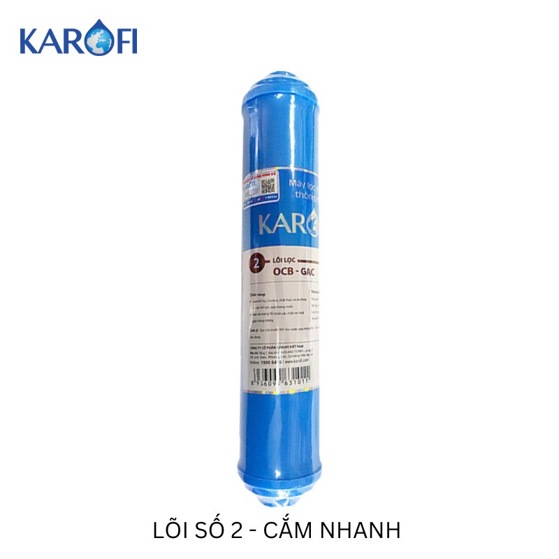 Lõi Lọc Nước Smax Duo Số 2 KAROFI OCB Nhỏ Than Hoạt Tính Dòng Cắm Nhanh - Hàng Chính Hãng
