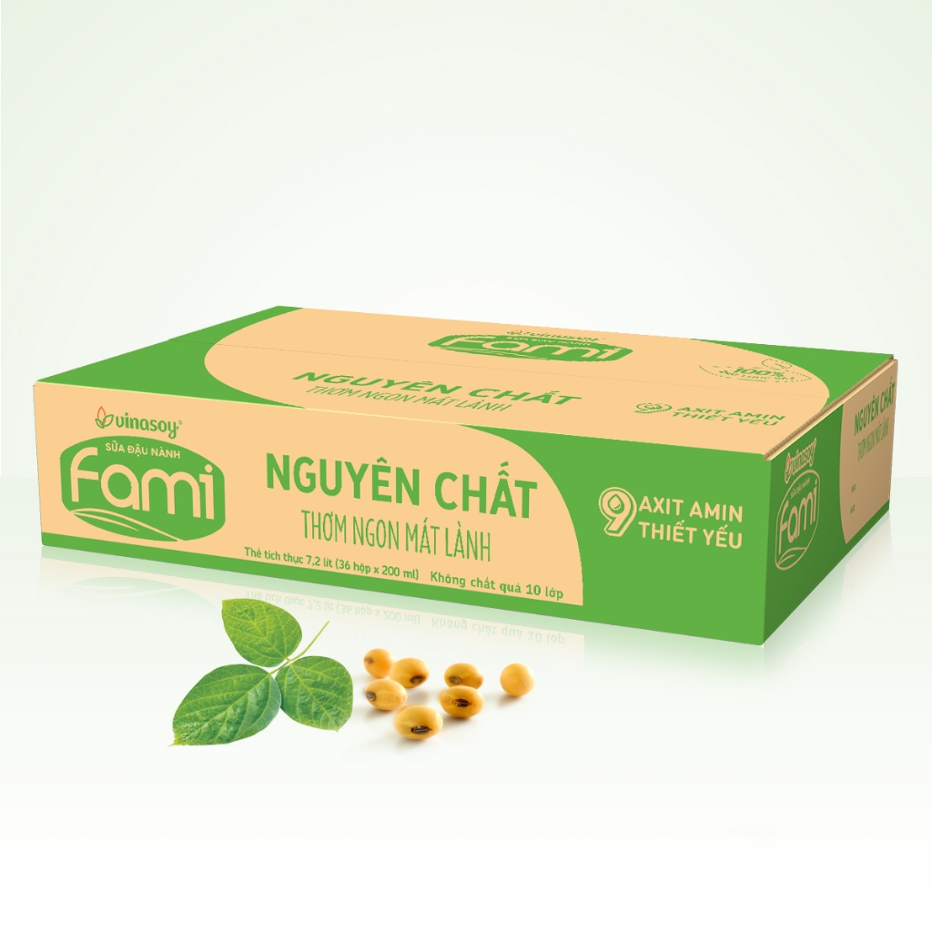 Thùng sữa đậu nành Fami Nguyên chất có đường (36 hộp x 200ml)
