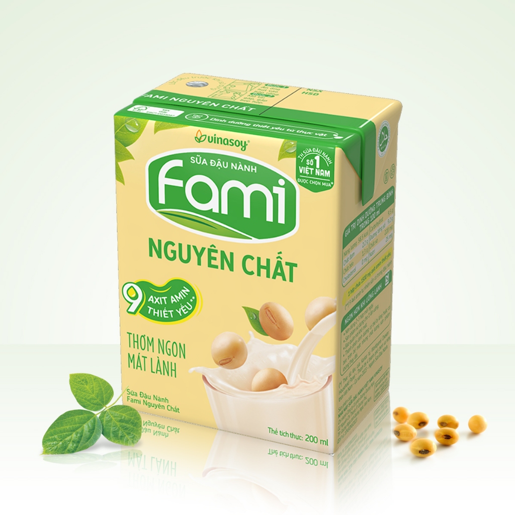 Thùng sữa đậu nành Fami Nguyên chất có đường (36 hộp x 200ml)