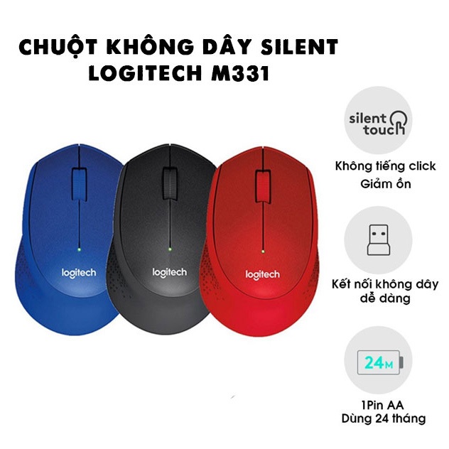 Chuột Không Dây Silent Logitech M331 (Đen,Đỏ) - Hàng chính hãng ...