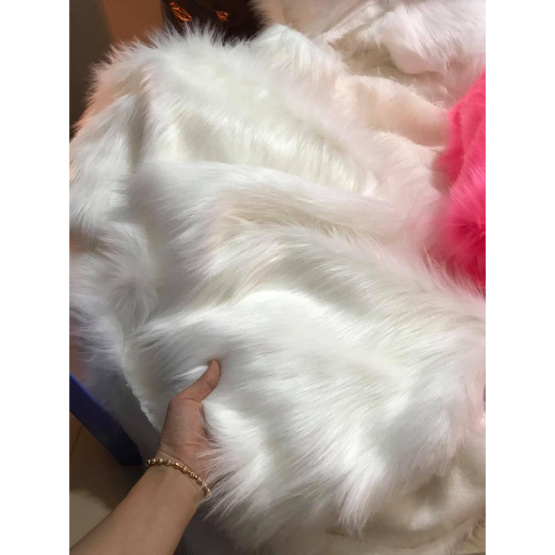Vải Lông Màu Trắng + Xám Chụp Hình Quần Áo , Vải Lông Trải Ghế Live Tream