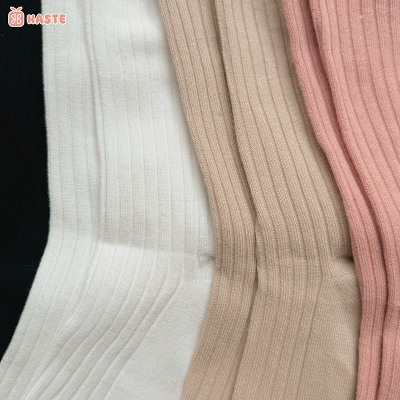 Tất Vớ Nam Nữ Haste Cổ Cao Màu Trơn Họa Tiết Đơn Giản Phong Cách Nhật Hàn Chất Cotton Mềm Mại Êm Chân