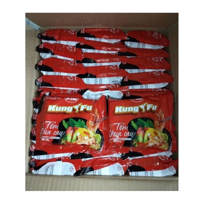 Thùng 30 gói mì Kung Fu hương vị tôm chua cay hiệu A-One 65gr