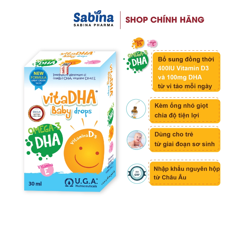 Ảnh VitaDHA Baby Drops – Thực phẩm bảo vệ sức khoẻ bổ sung D3 và DHA cho bé 30ml U.G.A. Nutraceuticals. Date Th10-2026 3