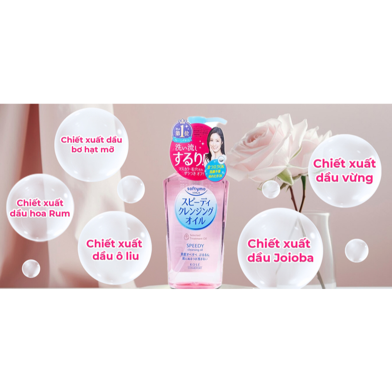 [MUA 2 TẶNG 1] Dầu tẩy trang Kose Softymo Speedy Cleansing Oil làm sạch nhanh 200ml/230ml