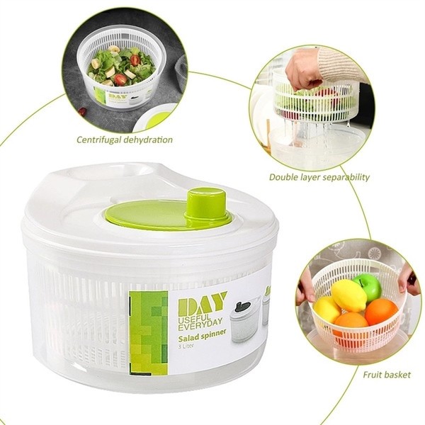 Bộ rổ quay ráo nước rau củ quả loại lớn 3 lít , an toàn- Rổ Quay Rau ...