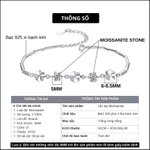 Lắc Tay HANADA Đá Moissanite Round 5MM Phối Cỏ Bốn Lá Đính Đá Bạc 925 Phủ Bạch Kim Không Đen Không Mờ 1733 G4 — ảnh 6