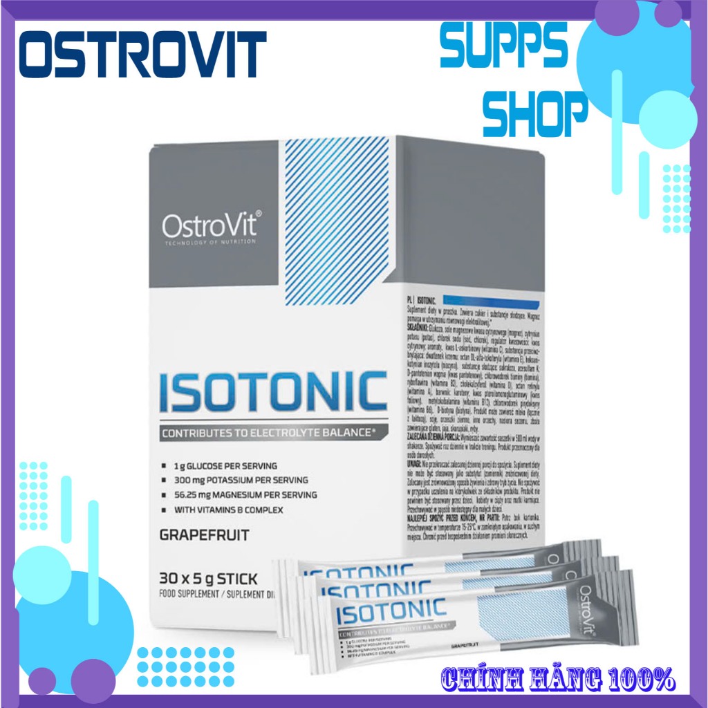 Chống mỏi mệt bù điện giải OstroVit Isotonic 5g hộp 30 gói Grapefruit ...