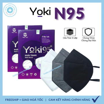 Khẩu Trang N95 YOKI 5 LỚP kháng khuẩn Chống Bụi Mịn PM2.5 Hàng Chính Hãng