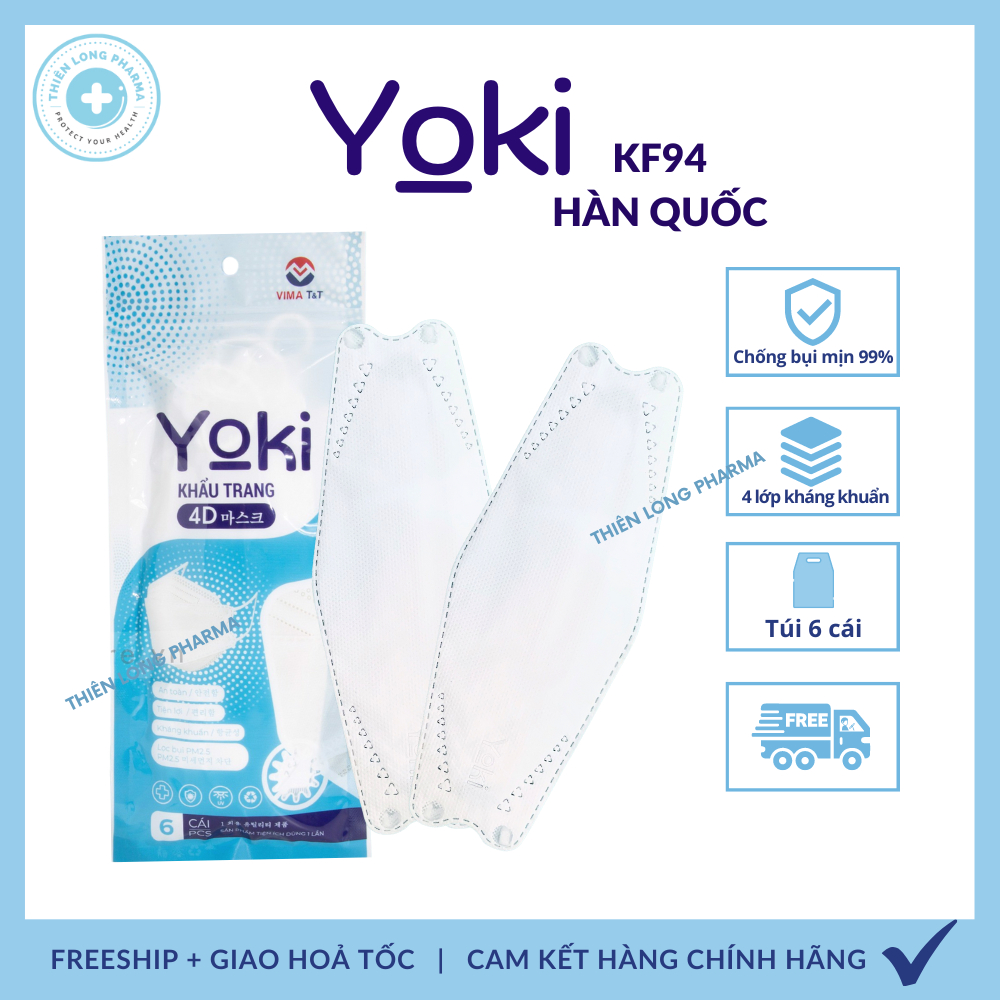 [Thùng 300 Cái] Khẩu trang KF94 Yoki 4 lớp kháng khuẩn kiểu dáng 4d hàn quốc hàng chính hãng công ty
