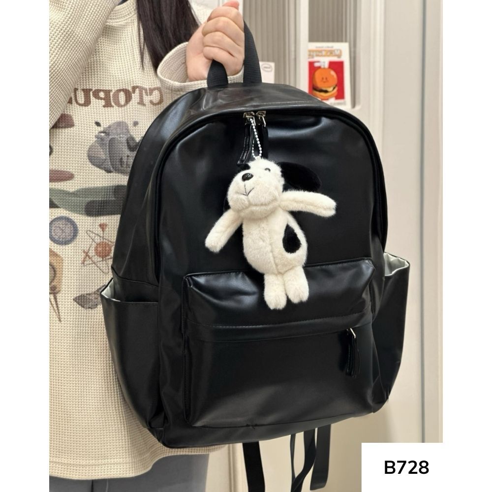 Balo đi học chất liệu da PU nhiều ngăn ulzzang chống nước thời trang phong cách basic hàn quôc B728 gagastore