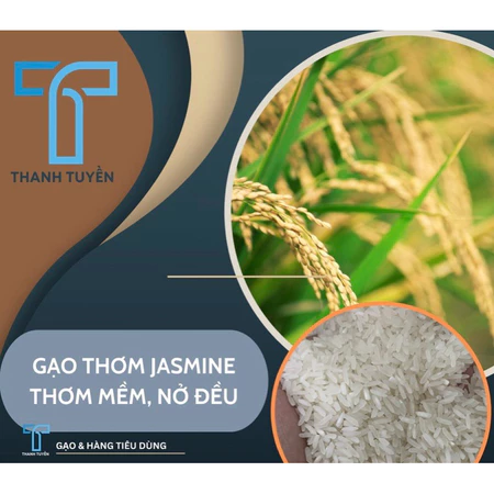 Gạo Thơm Jasmine Dẻo Vừa, Nở Đều Mềm Cơm Bao 5Kg