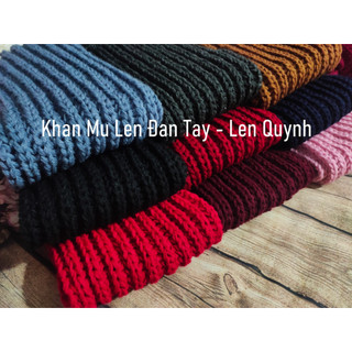Khăn len đan tay kiểu đan cốt ăng lê dày ấm, mềm mại phù hợp cho cả nam và nữ - Len Vĩnh Thịnh sợi to - Quà tặng ý nghĩa
