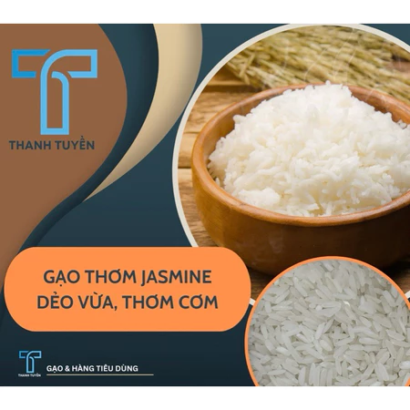 Gạo Thơm Jasmine Dẻo Vừa Thơm Bao 5Kg