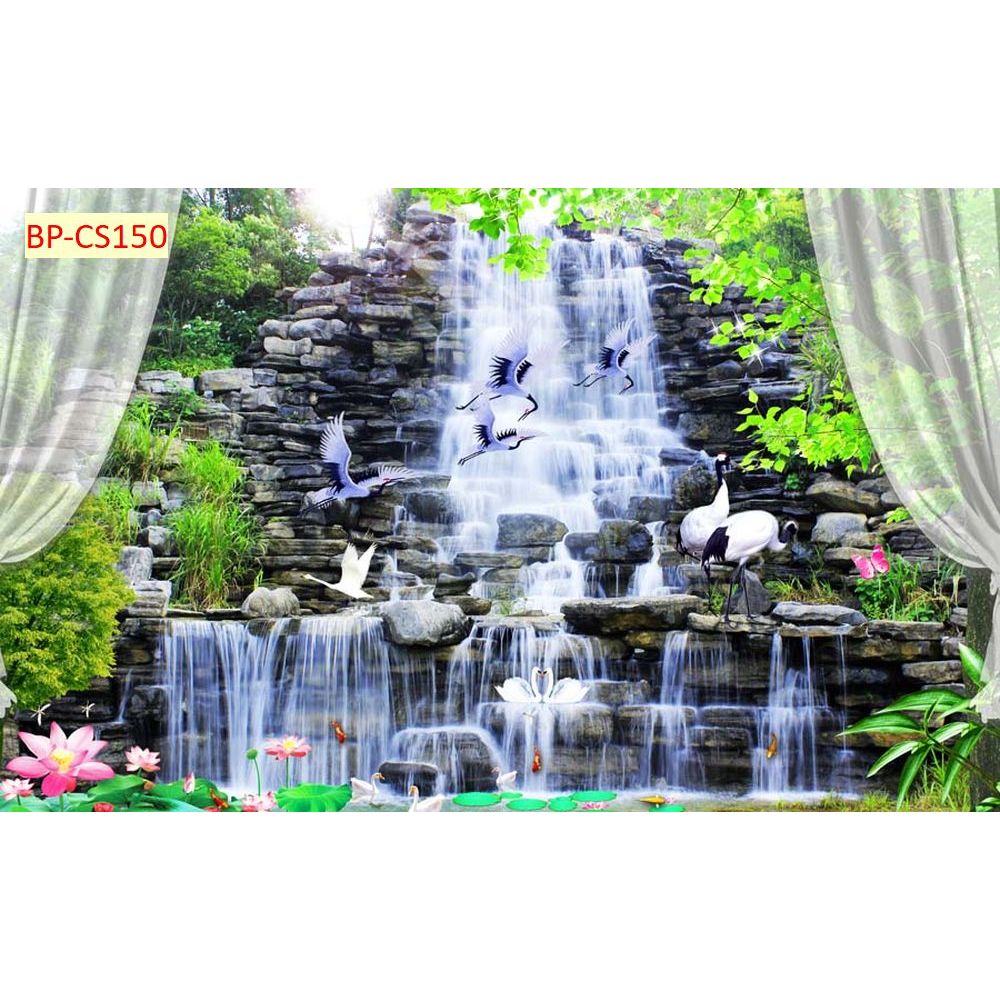 Tranh cửa sổ dán tường 3d vải lụa kim sa. Không giới hạn kích thước....