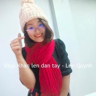 Khăn len đan tay kiểu đan cốt ăng lê dày ấm, mềm mại phù hợp cho cả nam và nữ - Len Vĩnh Thịnh sợi to - Quà tặng ý nghĩa
