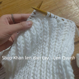 Khăn len đan tay kiểu đan cốt ăng lê dày ấm, mềm mại phù hợp cho cả nam và nữ - Len Vĩnh Thịnh sợi to - Quà tặng ý nghĩa