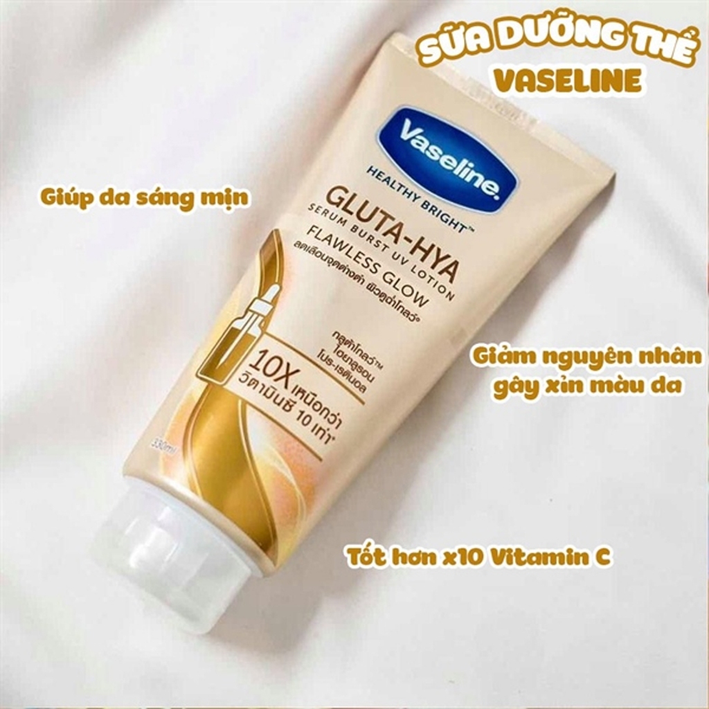 [Combo 1 tặng 1] Dưỡng Thể Vaseline Healthy Bright Gluta-hya 330mL TẶNG Dưỡng Thể Vaseline Ove