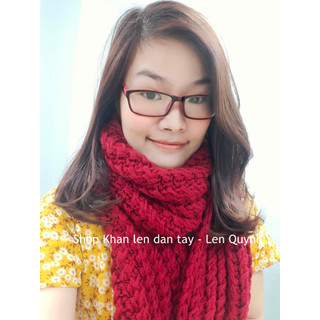 Khăn len đan tay vặn thừng 2 mặt giống nhau - Quà tặng handmade phù hợp cho cả nam và nữ - chất len Vĩnh Thịnh