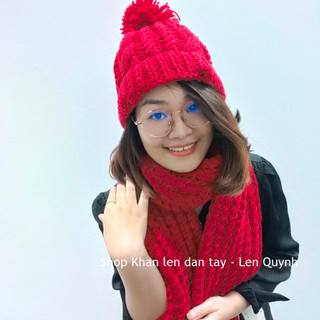 Khăn len đan tay vặn thừng 2 mặt giống nhau - Quà tặng handmade phù hợp cho cả nam và nữ - chất len Vĩnh Thịnh