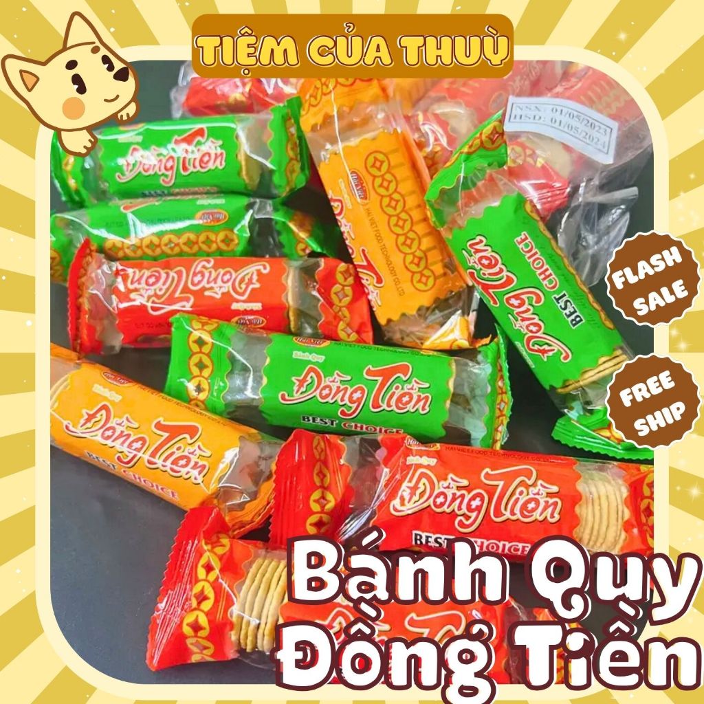 BỊCH 10 GÓI Bánh Quy Đồng Tiền Bơ Sữa Thơm Ngon, đồ ăn vặt cổng trường tuổi thơ