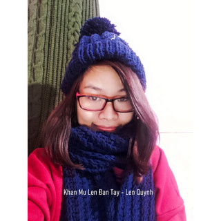 Khăn len đan tay, Khăn len handmade - kiểu đan vặn thừng 2 mặt độc đáo - quà tặng handmade - Chất len milk cotton