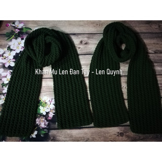 Khăn len đan tay, Khăn len handmade - kiểu đan vặn thừng 2 mặt độc đáo - quà tặng handmade - Chất len milk cotton