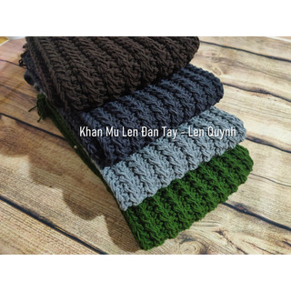 Khăn len đan tay, Khăn len handmade - kiểu đan vặn thừng 2 mặt độc đáo - quà tặng handmade - Chất len milk cotton